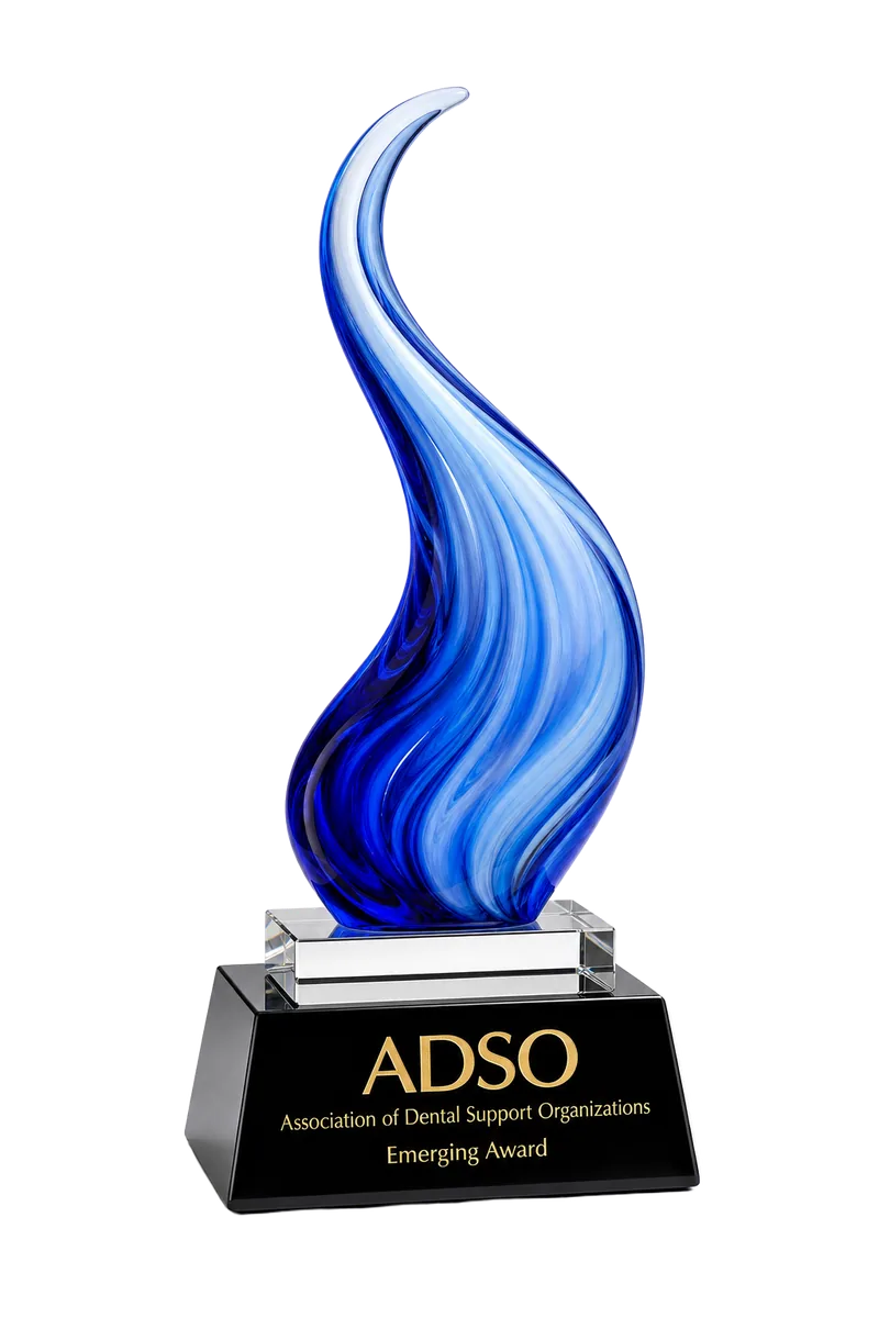 ADSO Emerging DSO Award trophy — won by Bright Direction Dental, built with ARQ Dental